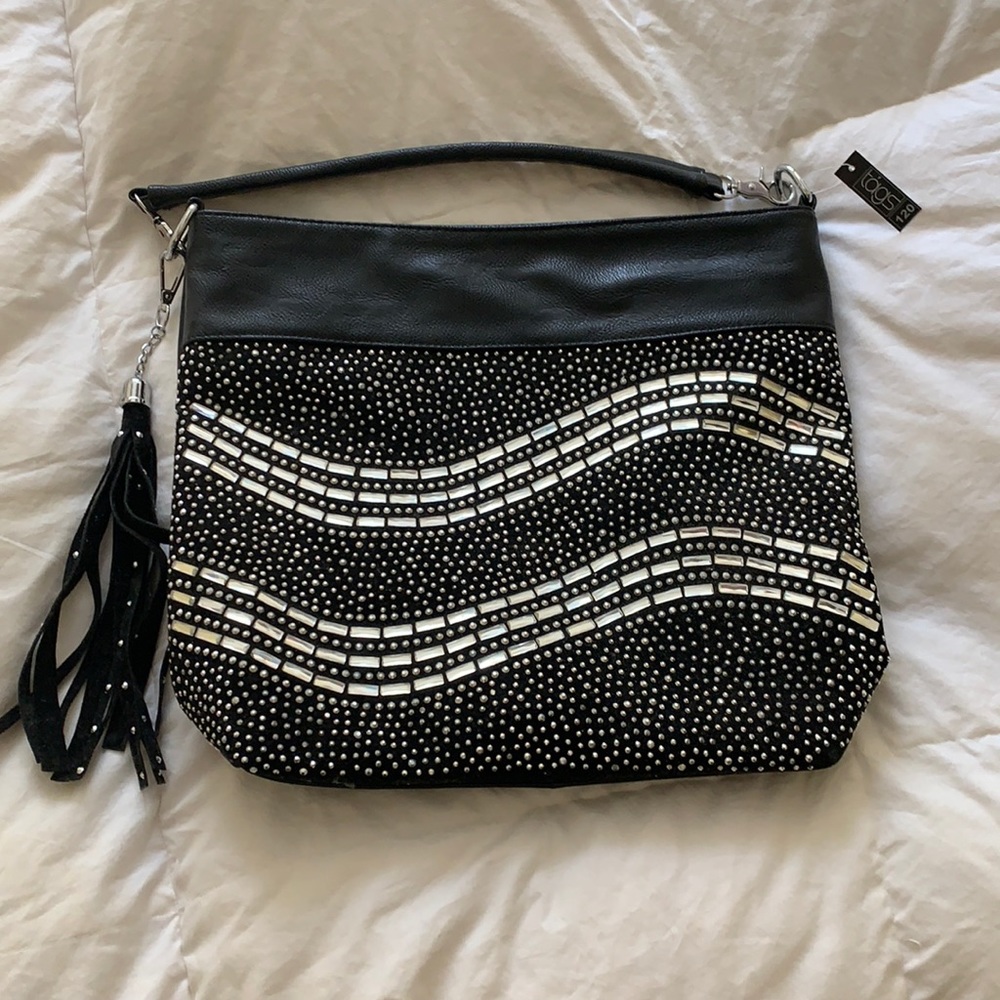 Leather sparkly gemstone bag